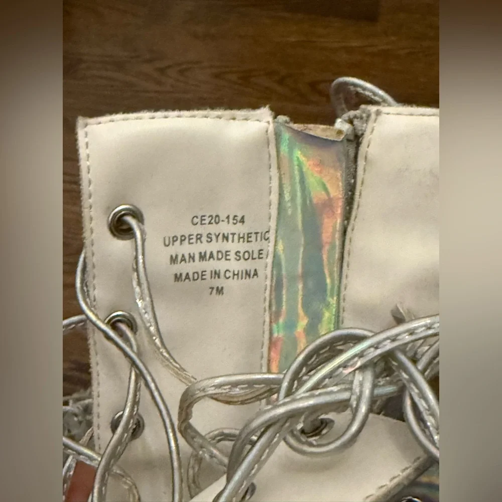 Dolls Kill Club Exx Moonlight Rude Awakening Holographic Platform Boots size 7M - Picture 4 of 4